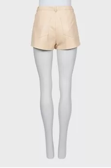 Beige leather shorts