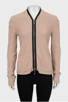 Beige cardigan with zipper