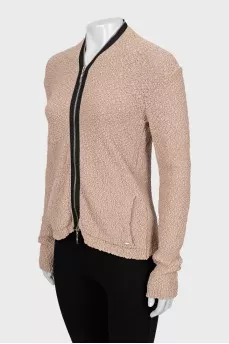 Beige cardigan with zipper