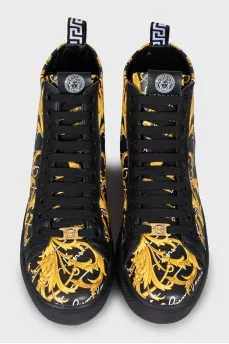 Men's leather sneakers with signature print