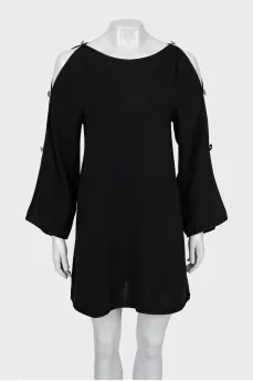 A-line dress with button sleeves