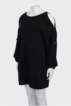 A-line dress with button sleeves