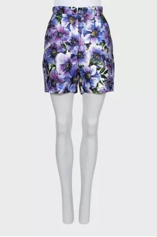 Printed high-waist shorts