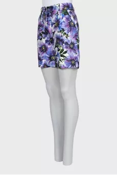 Printed high-waist shorts