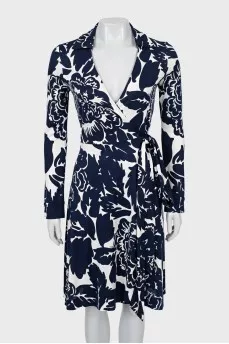 Silk wrap dress in floral print