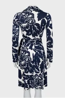 Silk wrap dress in floral print