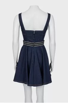 Denim dress with raised seams