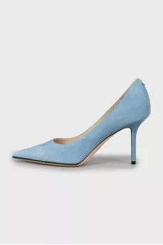 Blue suede pumps