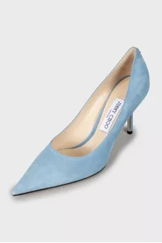 Blue suede pumps