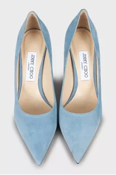 Blue suede pumps