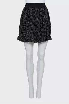 Silk mini skirt with polka dots