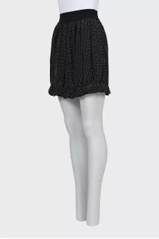 Silk mini skirt with polka dots