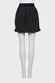 Silk mini skirt with polka dots