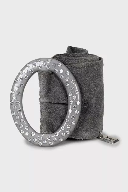Suede belt with rhinestone buckle