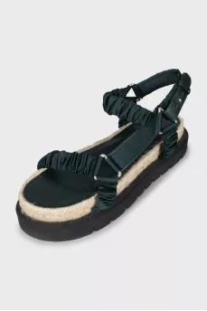 Textile sandals with chunky soles
