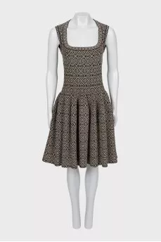 Printed dress with plunging neckline