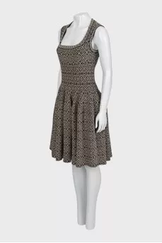 Printed dress with plunging neckline