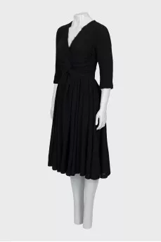 Wool dress with V-neck