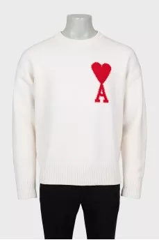 Men's wool sweater with logo