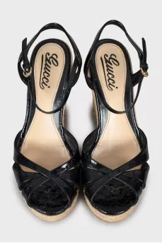 Embossed wedge sandals