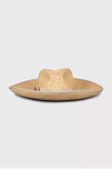 Straw hat decorated with a bow