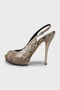 Snakeskin heeled sandals