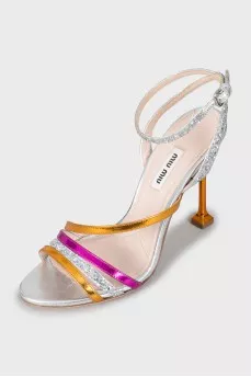 Sequined leather sandals