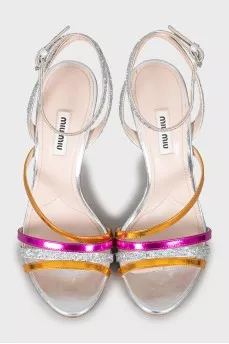 Sequined leather sandals