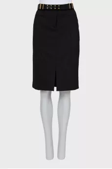 Pencil skirt with leather belt