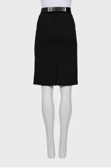 Pencil skirt with leather belt