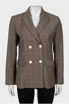 Double-breasted check jacket