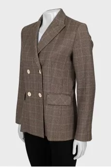 Double-breasted check jacket