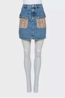 Denim mini skirt with gold hardware