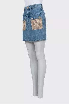 Denim mini skirt with gold hardware