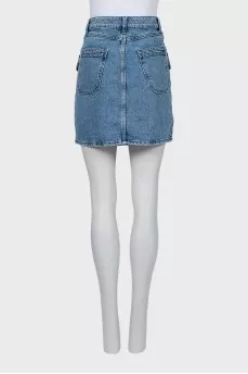 Denim mini skirt with gold hardware