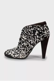 Printed pony leather ankle boots