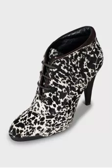 Printed pony leather ankle boots