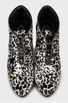 Printed pony leather ankle boots