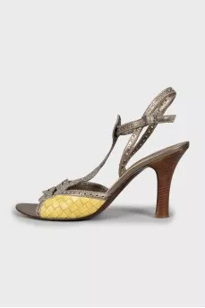 Perforated wooden heel sandals