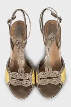Perforated wooden heel sandals