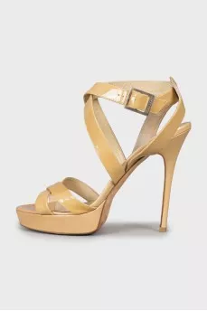Patent high heel sandals
