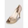 Patent leather shoes with bow