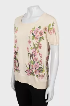 Floral silk T-shirt