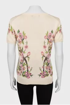 Floral silk T-shirt