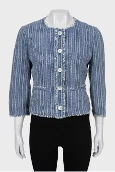 Striped jacket with raw edge