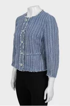 Striped jacket with raw edge