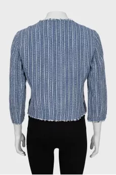 Striped jacket with raw edge