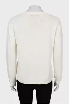 Knitted sweater with silver print