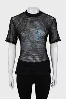 Printed mesh T-shirt