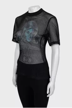 Printed mesh T-shirt